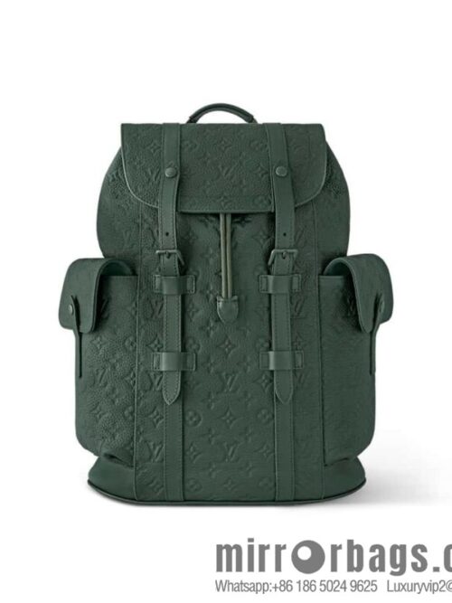 [Boutique‑grade] M24428 dark green, full leather embossed backpack series CHRISTOPHER medium backpack M55699
