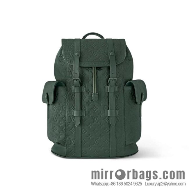 [Boutique‑grade] M24428 dark green, full leather embossed backpack series CHRISTOPHER medium backpack M55699