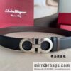 Ferragamo, double horseshoe buckle rich waist belt 3.5cm