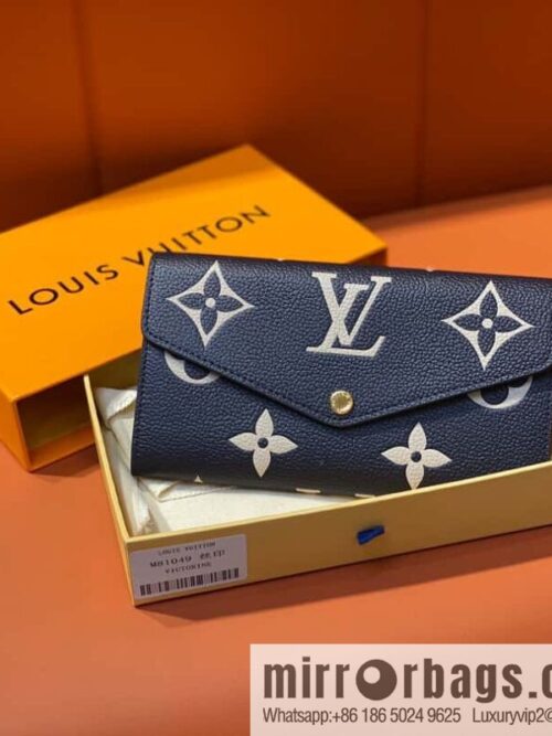 [Boutique‑grade] M81049 navy blue silk screen, full leather flip wallet series, this Sarah wallet