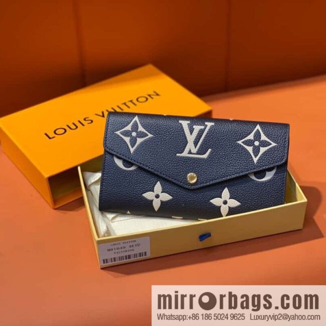 [Boutique‑grade] M81049 navy blue silk screen, full leather flip wallet series, this Sarah wallet
