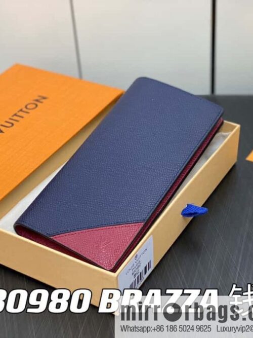 [Boutique‑grade] M30980 jujube red, full leather suit clip series BRAZZA wallet