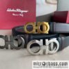 Ferragamo, double horseshoe buckle rich waist belt 3.5cm