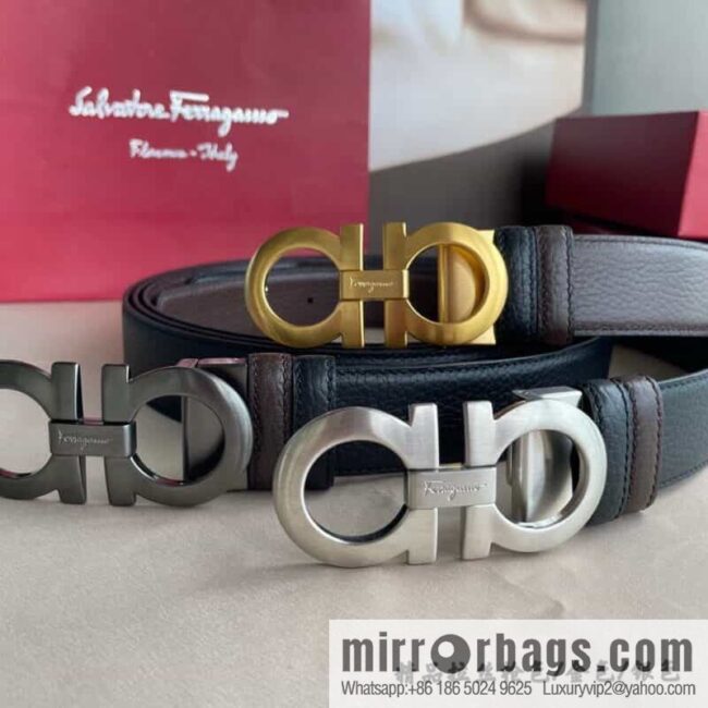 Ferragamo, double horseshoe buckle rich waist belt 3.5cm