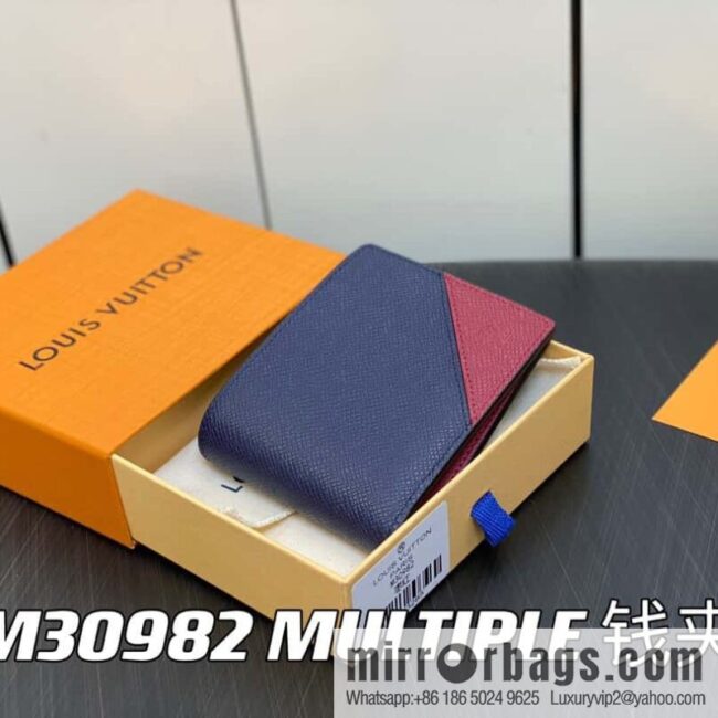 [Boutique‑grade] M30982 jujube red, full leather suit wallet series MULTIPLE wallet