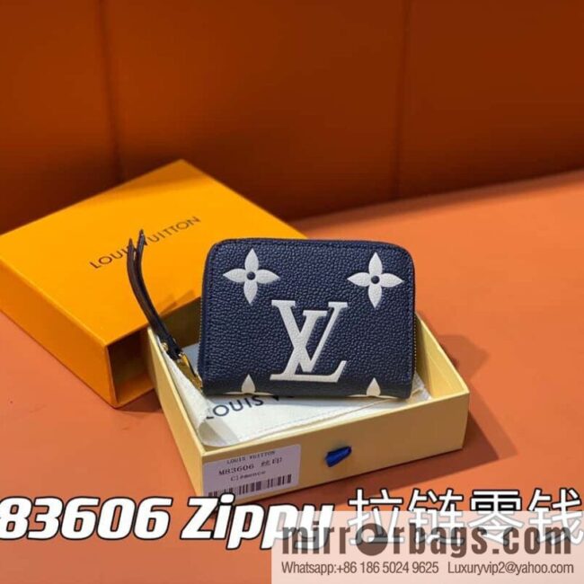 [Premium‑quality] M83606 navy blue silk screen zipper zero wallet wallet series Zippy zipper zero wallet