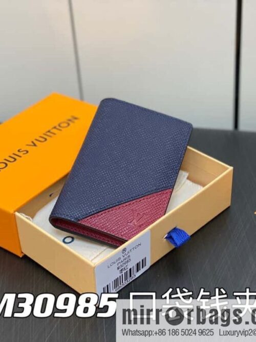 [Premium‑quality] M30985 jujube red, full leather card holder wallet series, pocket wallet