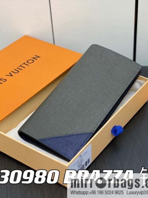 [Boutique‑grade] M30980 dark blue, full leather suit clip series BRAZZA wallet