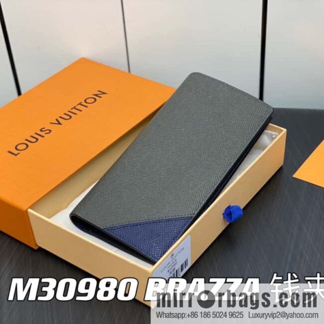 [Boutique‑grade] M30980 dark blue, full leather suit clip series BRAZZA wallet