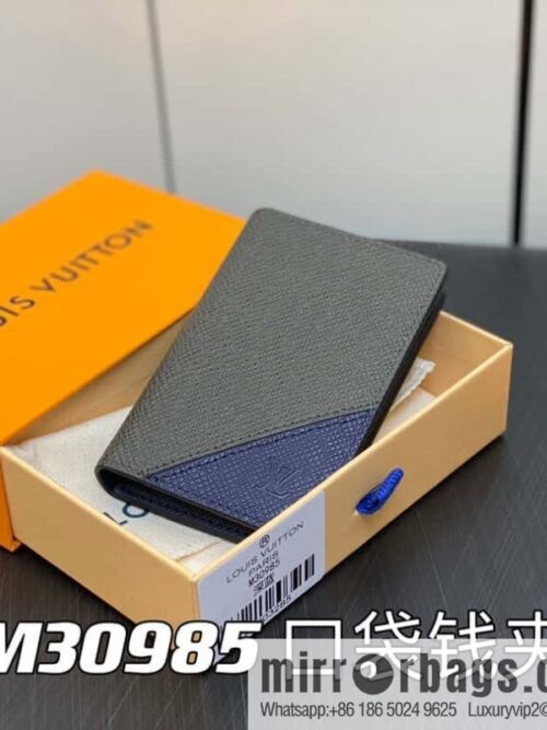 [Premium‑quality] M30985 dark blue, full leather card holder wallet series, pocket wallet