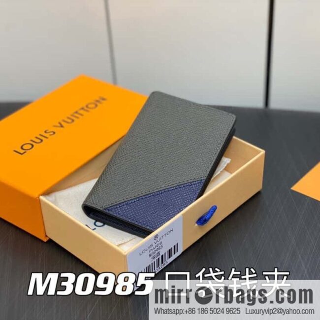 [Premium‑quality] M30985 dark blue, full leather card holder wallet series, pocket wallet