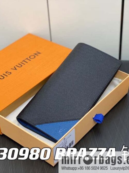 [Boutique‑grade] M30980 medium blue, full leather suit clip series BRAZZA wallet