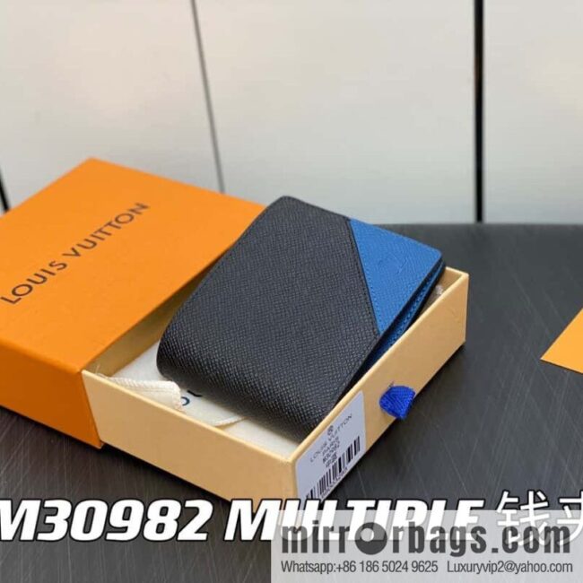 [Boutique‑grade] M30982 medium blue, full leather suit wallet series MULTIPLE wallet