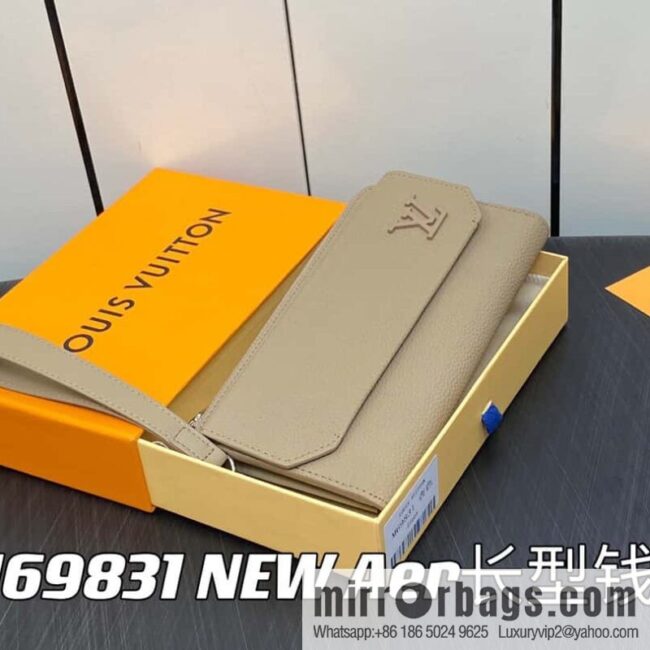 [Premium‑quality] M69831 apricot, full leather clutch bag wallet series NEW Aer long wallet