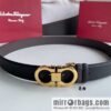Salvatore Ferragamo Men\'s 3.5cm Exquisite Counter Version Double Circle Horseshoe Metal Buckle Belt