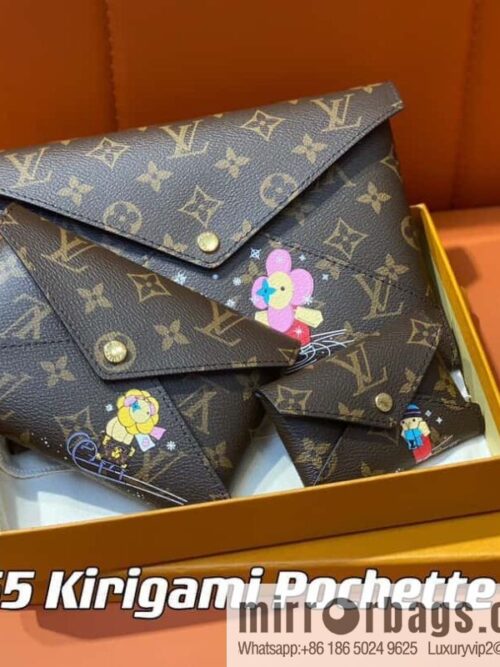 [Boutique‑grade] 2023 Christmas M82655 Christmas model, silk screen three-piece series Kirigami Pochette clutch bag