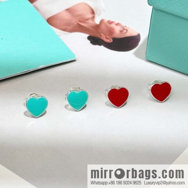 ❗️New ❗️ ☀ Tiffany & Co. Tiffany LOVE series red and blue love peach heart earrings ☀