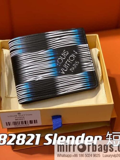 [Premium‑quality] M82821 plaid full leather suit wallet series, autumn and winter new Slender short clip