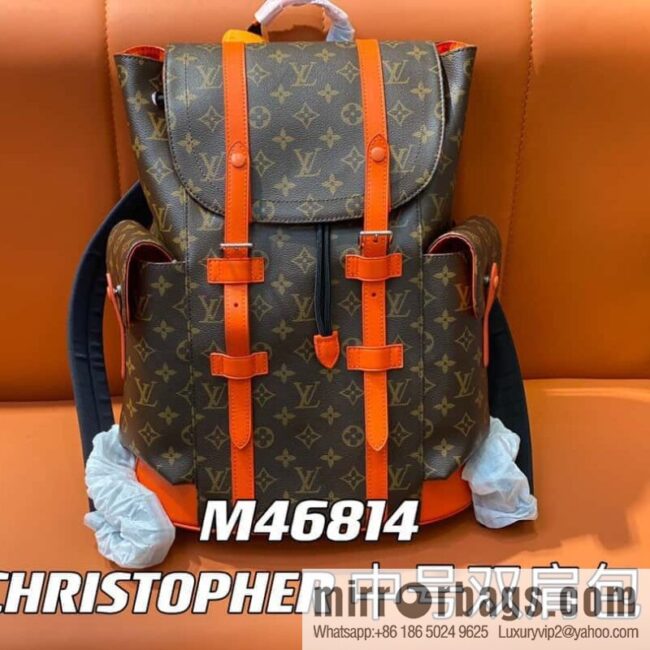 [Boutique‑grade] M46814 monogram orange backpack series CHRISTOPHER medium backpack