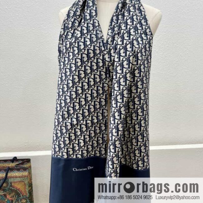 Dior 100% silk MITZAH \"TOILE OBLIQUE\" twill silk towel