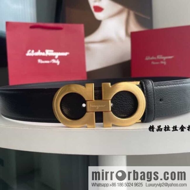 Ferragam Ferragamo, double-sided with a delicate first-layer cowhide 3.5cm belt