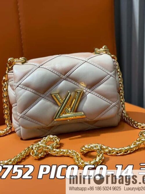 [Boutique‑grade] M82752 apricot M23526 full leather chain bag series PICO GO-14 handbag