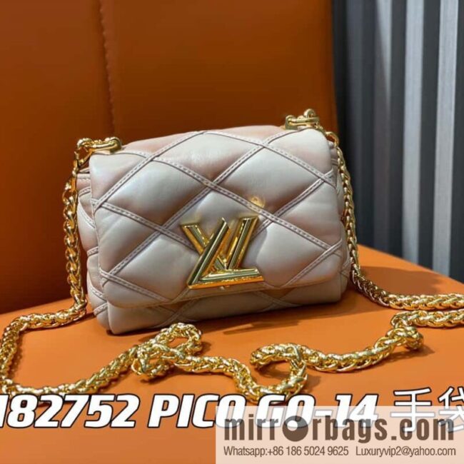 [Boutique‑grade] M82752 apricot M23526 full leather chain bag series PICO GO-14 handbag