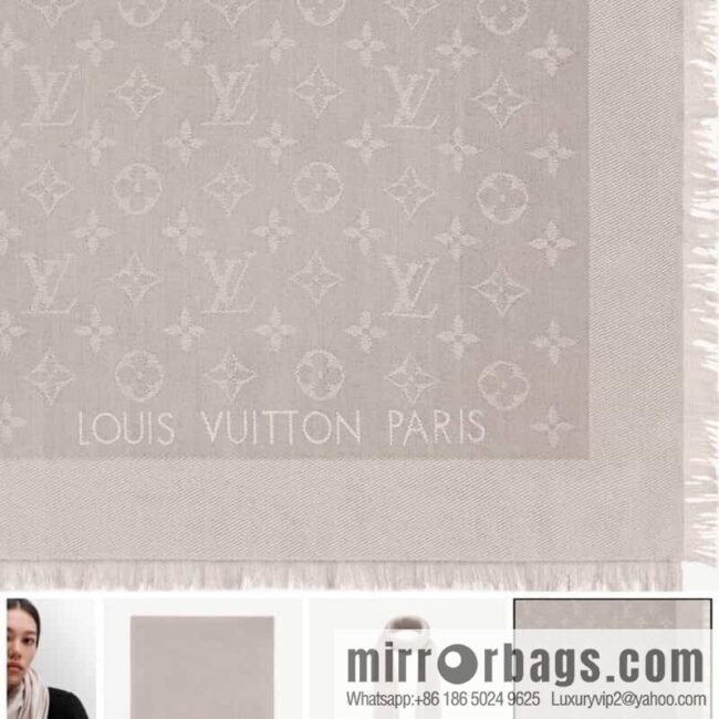 LV Louis Vuitton Monogram pattern silk wool blend scarf M71336