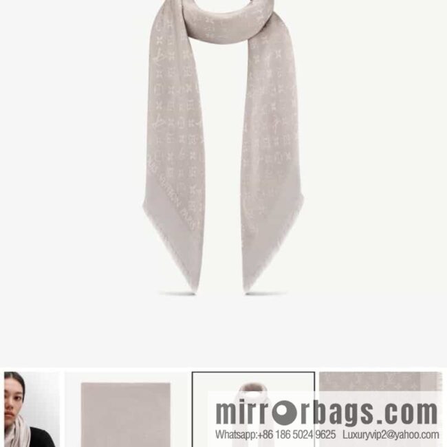LV Louis Vuitton Monogram pattern silk wool blend scarf M71336