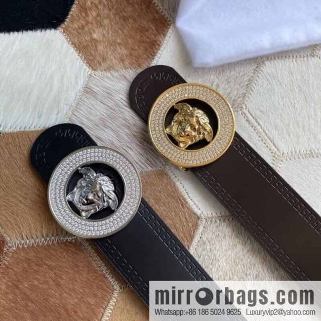 VERSACE Versace Men\'s Black/Coffee Double Sided Cowhide Belt 3.8cm