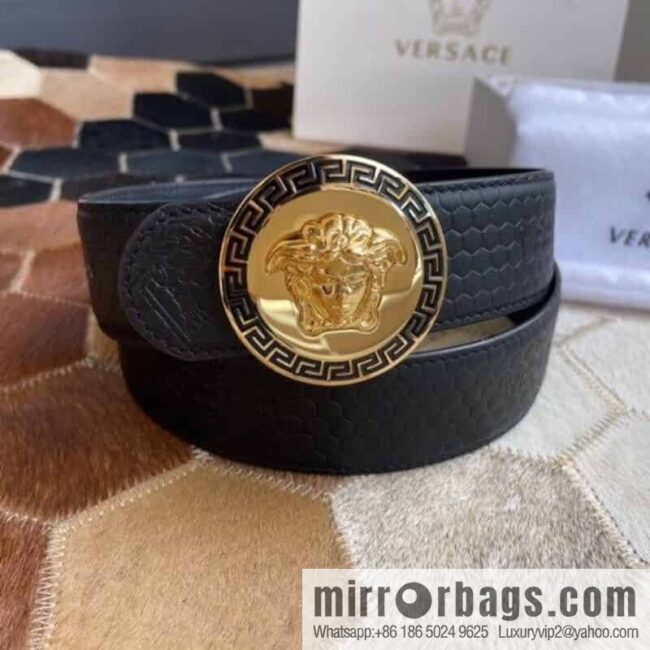 IMG_13600-800x800vu2ldyjeb2g102194_20250702050518.jpg VERSACE Versace, Stainless Steel Medusa Metal Buckle Men\'s Black First Cowhide Belt 3.8cm