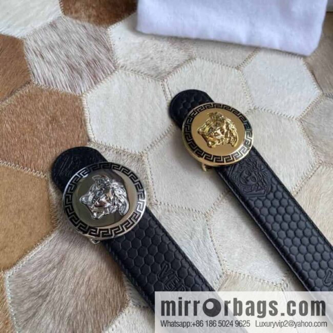 IMG_1372-1-800x800mmdmifx13y5102192_20250702050516.jpg VERSACE Versace, Stainless Steel Medusa Metal Buckle Men\'s Black First Cowhide Belt 3.8cm