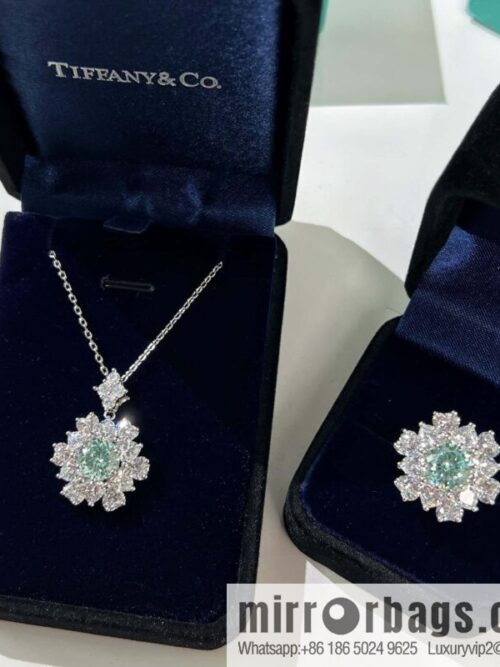 [High-end] Tiffany Paraiba Fireworks Snowflake Cut Necklace Ring
