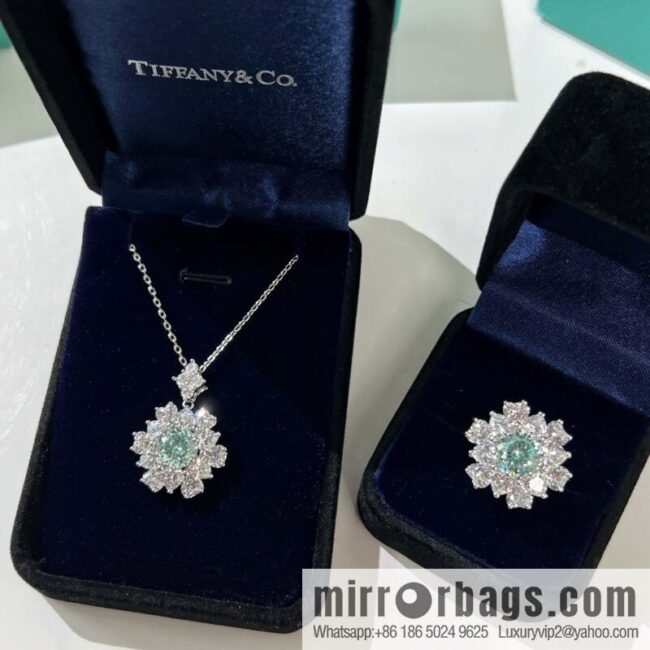[High-end] Tiffany Paraiba Fireworks Snowflake Cut Necklace Ring