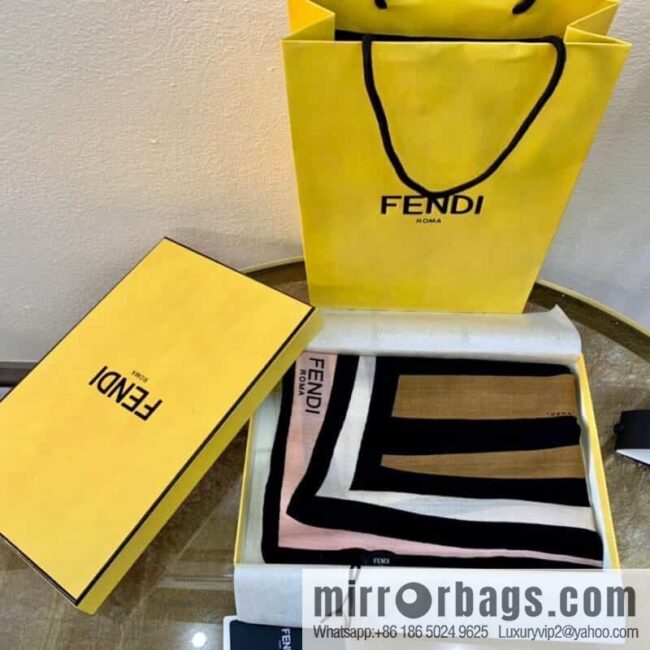FENDI Fendi top herringbone silk cashmere square scarf