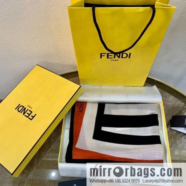 FENDI Fendi top herringbone silk cashmere square scarf