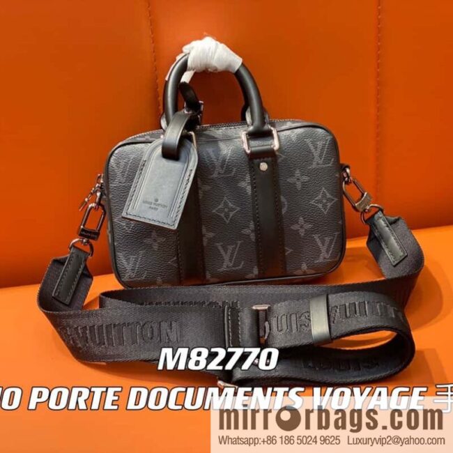 [Boutique‑grade] M82770 black flower mini men\'s bag briefcase series NANO PORTE DOCUMENTS VOYAGE handbag