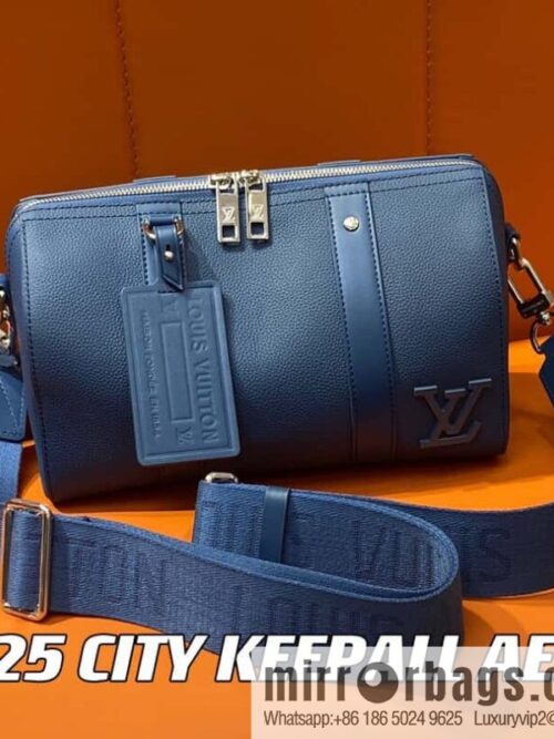 [Boutique‑grade] M23725 dark blue, full leather men\'s bag pillow bag series CITY KEEPALL AER handbag M22486 57082 M23725 City Keepall handbag