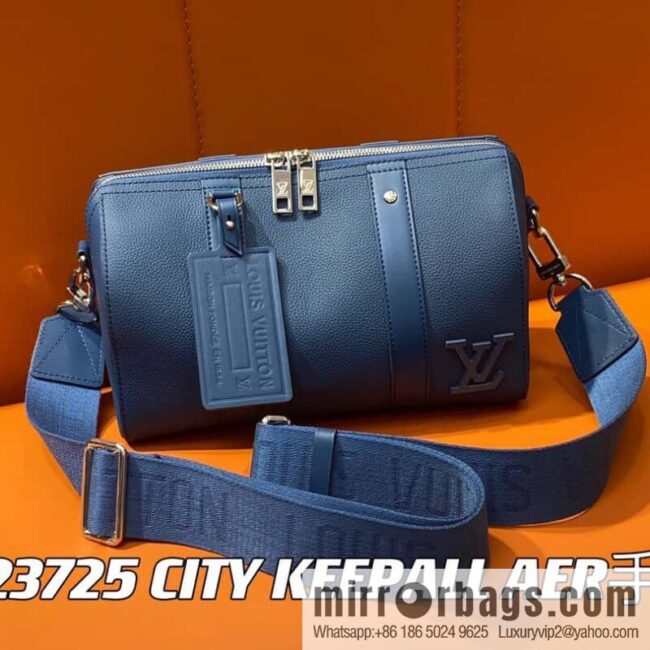 [Boutique‑grade] M23725 dark blue, full leather men\'s bag pillow bag series CITY KEEPALL AER handbag M22486 57082 M23725 City Keepall handbag