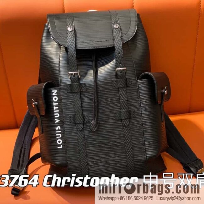 [Premium‑quality] M23764 black letters, full leather epi backpack series Christopher medium backpack M41709