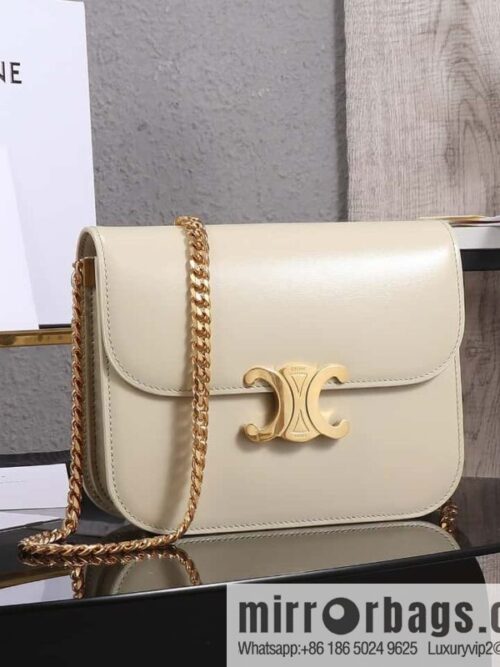 [Premium quality, all-steel hardware] CELINE 23s autumn and winter new products | COLLEGE TRIOMPHE bright cow leather (fabric) chain strap handbag number: 113583 Arc de Triomphe autumn new