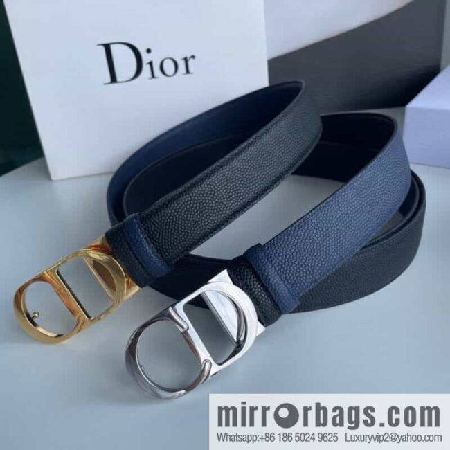 Dior Dior (France) Top layer leather pearl texture men\'s waist belt width 3.5cm