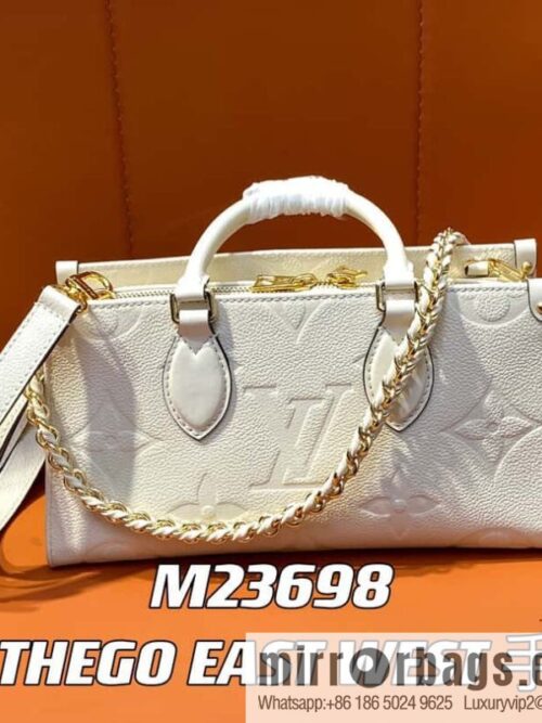 [Boutique‑grade] M23698 meters white, full leather embossed square bag series, autumn and winter new ONTHEGO EAST WEST handbag M23640