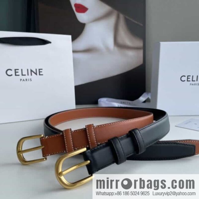 CELINE Celine, vintage metal hardware first layer cowhide belt 2.4cm