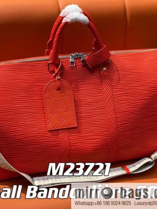 [Boutique‑grade] M23721 red epi full leather travel bag series, this Keepall Bandoulière 50 handbag