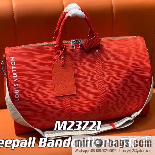 [Boutique‑grade] M23721 red epi full leather travel bag series, this Keepall Bandoulière 50 handbag