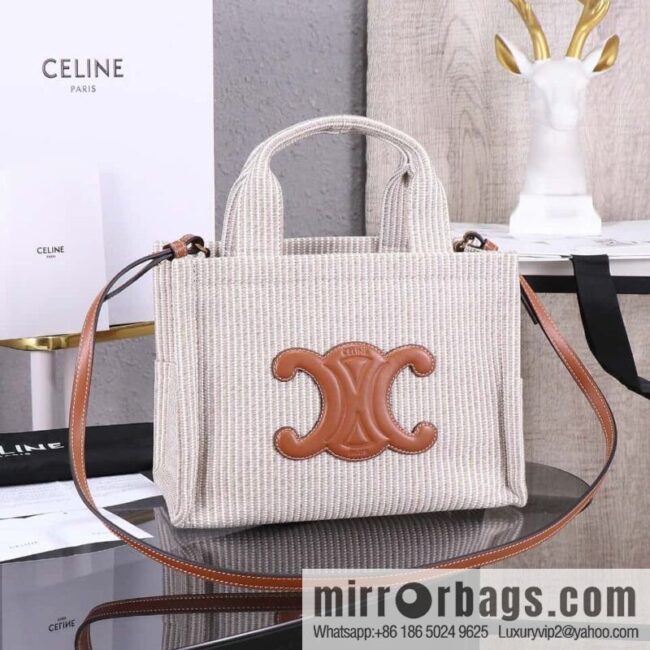 IMG_1687-800x800uqvbhggp12h63251_20250719013207.jpg Premium quality, original leather CELIN-E 23s summer | CABAS THAIS small jacquard striped fabric cow leather (fabric) handbag Model: 199162