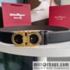Ferragamo\'s new 3.5cm Gancio double-circle intercolored edge metal clip buckle, with the first layer of cowhide belt