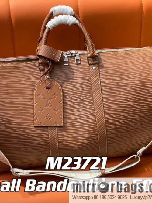 [Boutique‑grade] M23721 brown epi full leather travel bag series, this Keepall Bandoulière 50 handbag