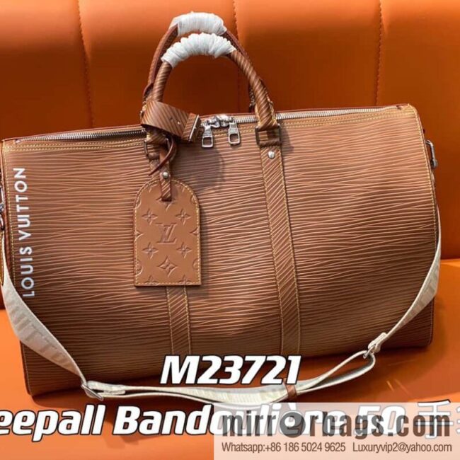 [Boutique‑grade] M23721 brown epi full leather travel bag series, this Keepall Bandoulière 50 handbag
